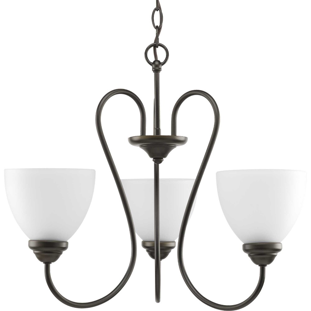 Progress Lighting-P4664-20-Heart - Chandeliers Light - 3 Light in Farmhouse style - 21.69 Inches wide by 18 Inches high Antique Bronze  Antique Bronze Finish with Etched Opal Glass