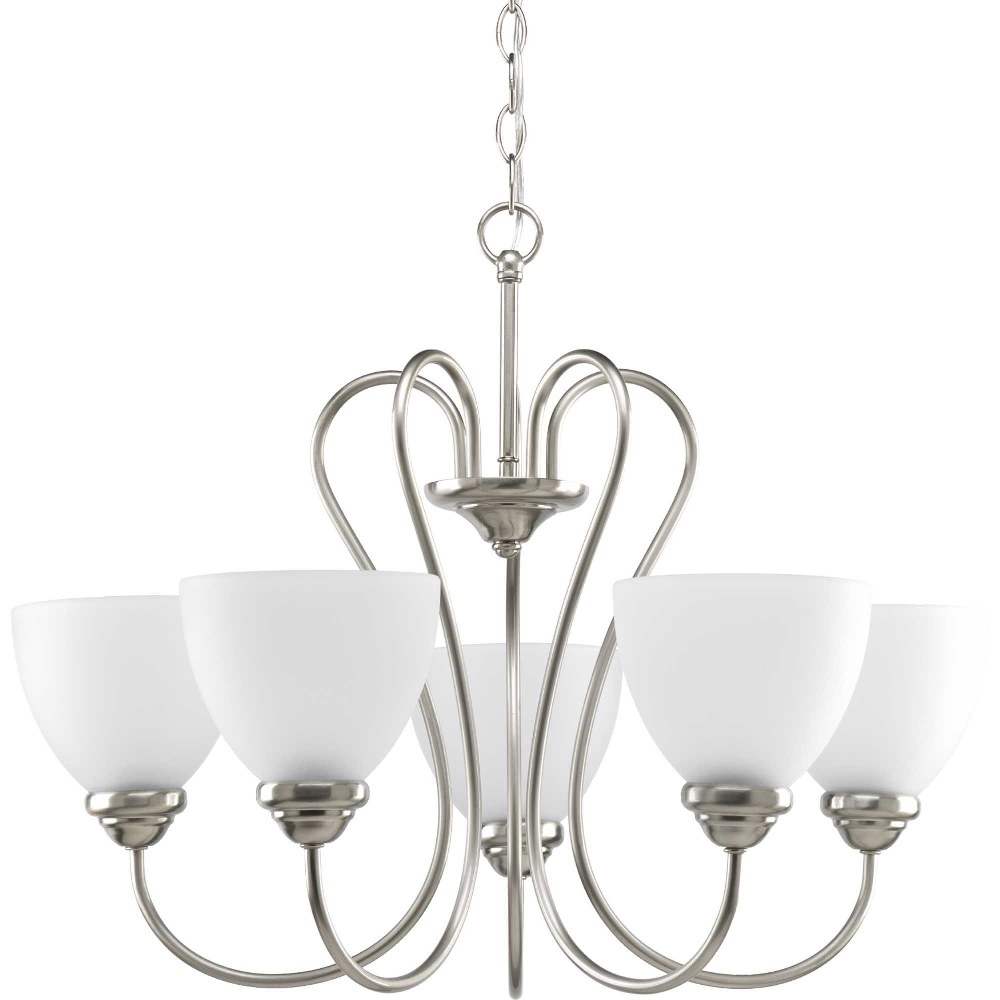 Progress Lighting-P4666-09-Heart - 19.125 Inch Height - Chandeliers Light - 5 Light - Line Voltage Brushed Nickel  Antique Bronze Finish with Etched Opal Glass