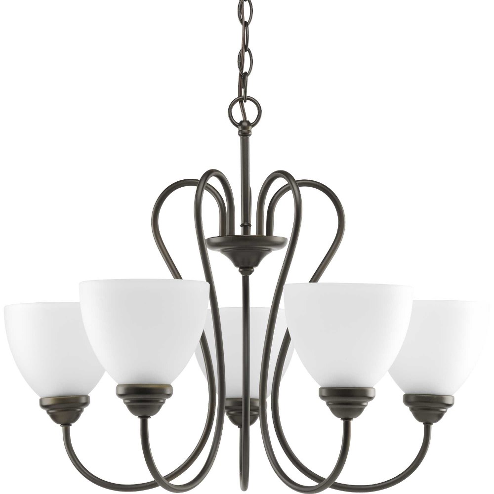 Progress Lighting-P4666-20-Heart - 19.125 Inch Height - Chandeliers Light - 5 Light - Line Voltage Antique Bronze  Antique Bronze Finish with Etched Opal Glass