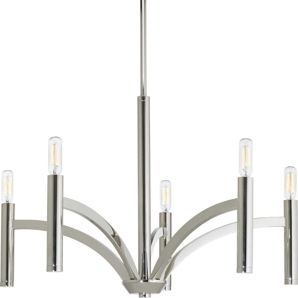 Progress Lighting-P4718-104-Draper - 5 Light Chandelier in Luxe and Mid-Century Modern style - 25 Inches wide by 15.63 Inches high   Draper - 5 Light Chandelier in Luxe and Mid-Century Modern style - 