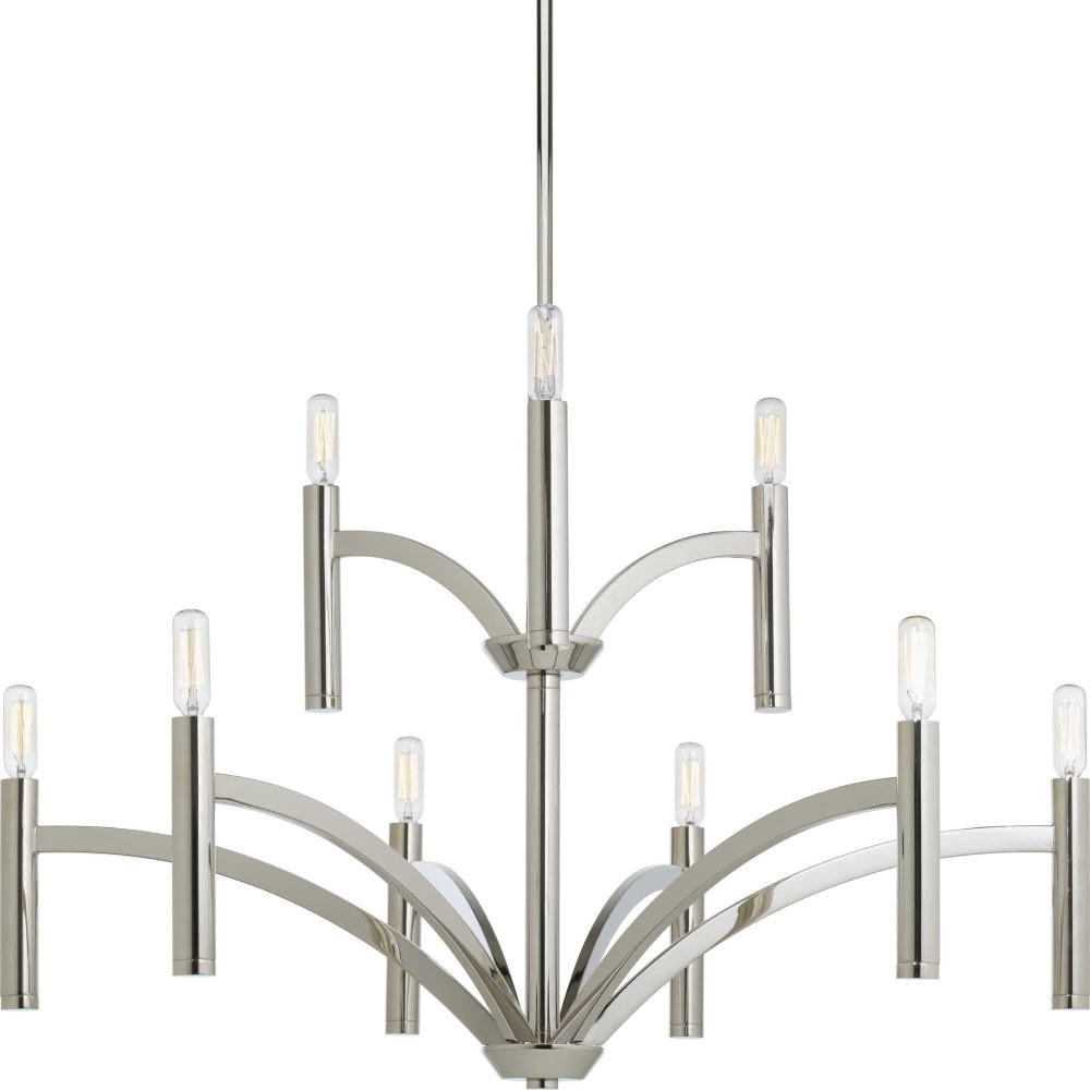 Progress Lighting-P4719-104-Draper - Chandeliers Light - 9 Light in Luxe and Mid-Century Modern style - 32 Inches wide by 21.75 Inches high   Draper - Chandeliers Light - 9 Light in Luxe and Mid-Centu