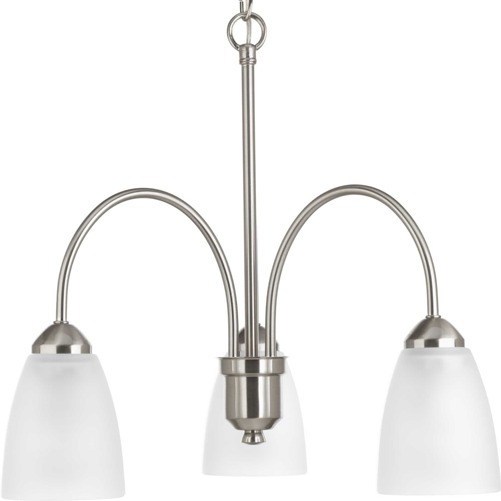 Progress Lighting-P4734-09-Gather - Chandeliers Light - 3 Light in Transitional and Traditional style - 19.5 Inches wide by 16.5 Inches high Brushed Nickel  Antique Bronze Finish with Etched Glass