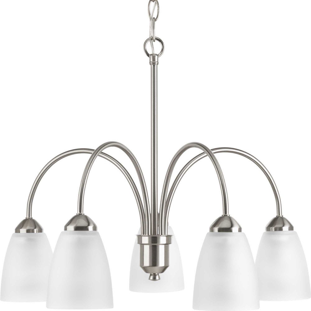 Progress Lighting-P4735-09-Gather - Chandeliers Light - 5 Light in Transitional and Traditional style - 23 Inches wide by 17.5 Inches high Brushed Nickel  Antique Bronze Finish with Etched Glass