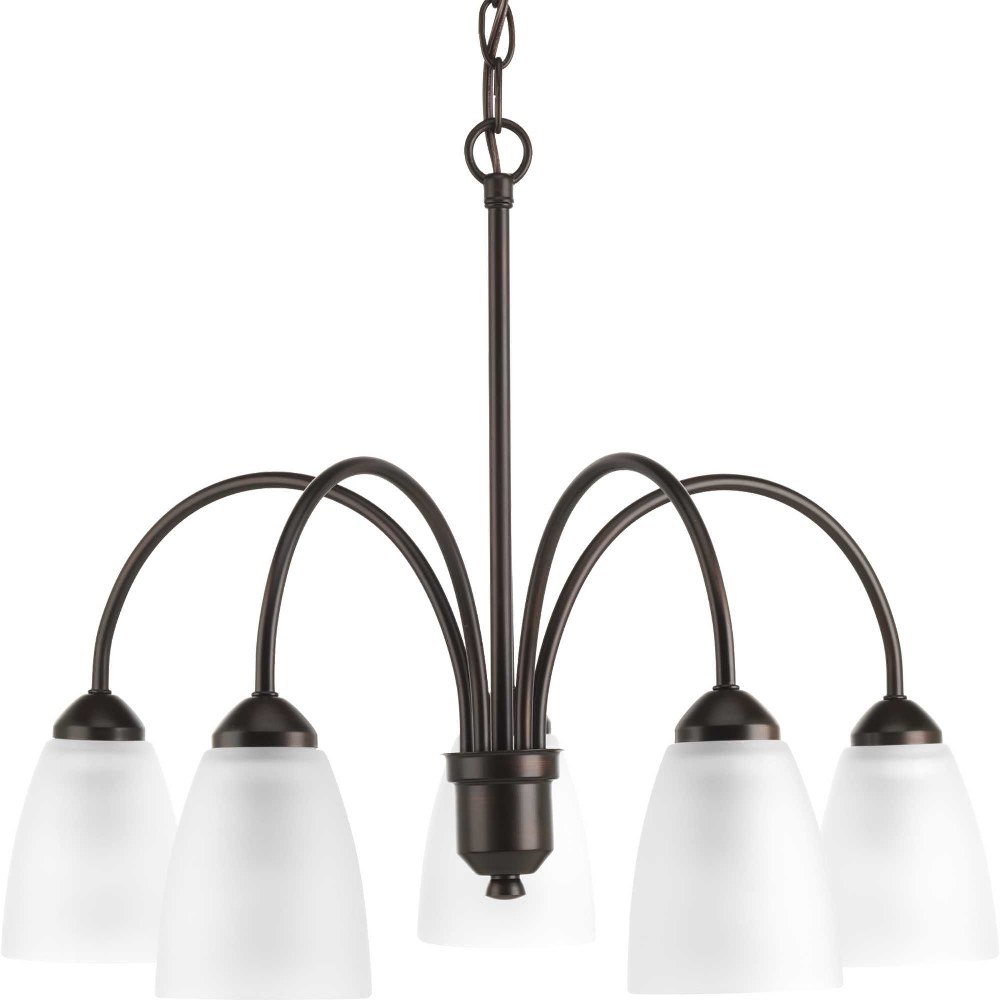 Progress Lighting-P4735-20-Gather - Chandeliers Light - 5 Light in Transitional and Traditional style - 23 Inches wide by 17.5 Inches high Antique Bronze  Antique Bronze Finish with Etched Glass