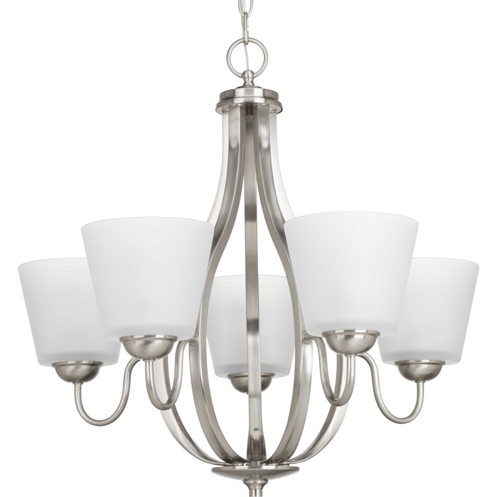 Progress Lighting-P4746-09-Arden - Chandeliers Light - 5 Light in Farmhouse style - 24.63 Inches wide by 22.25 Inches high Brushed Nickel  Antique Bronze Finish with Etched Glass