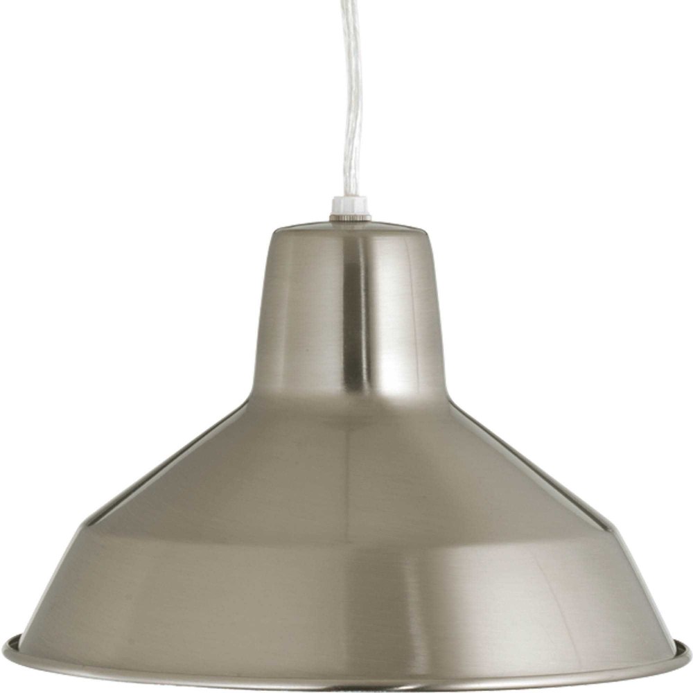 Progress Lighting-P5087-09-Metal Shade - Pendants Light - 1 Light in Farmhouse style - 10.13 Inches wide by 6.5 Inches high   Brushed Nickel Finish with Metal Shade