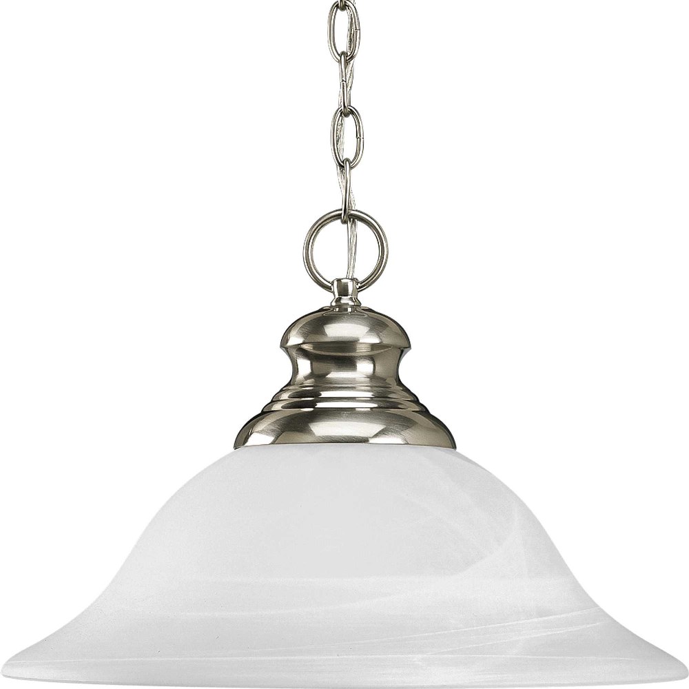 Brushed Nickel Progress Lighting P3367-09 1-Light Bath Bracket with Etched Alabaster Style Glass