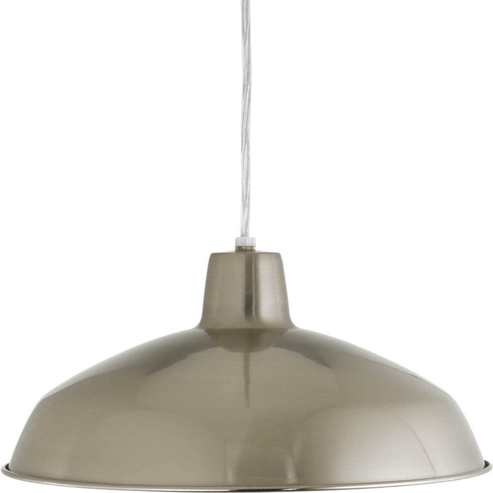 Progress Lighting-P5094-09-Metal Shade - Pendants Light - 1 Light in Farmhouse style - 16 Inches wide by 7.5 Inches high   Brushed Nickel Finish with Metal Shade