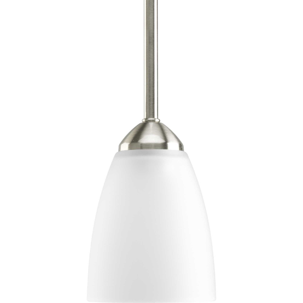 Progress Lighting-P5113-09-Gather - Pendants Light - 1 Light in Transitional and Traditional style - 4 Inches wide by 5.75 Inches high Brushed Nickel  Antique Bronze Finish with Etched Glass