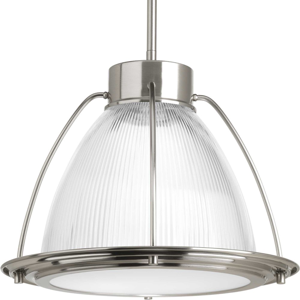 Progress Lighting-P5143-0930K9-Prismatic Glass LED - 10.875 Inch Height - Pendants Light - 1 Light - Line Voltage   Brushed Nickel Finish with Prismatic Super White Glass