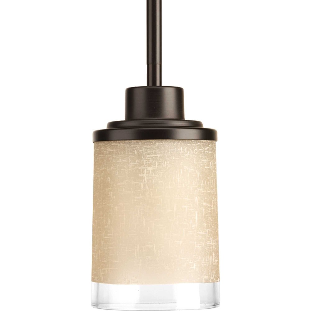 Progress Lighting-P5147-20-Alexa - 7.75 Inch Height - Pendants Light - 1 Light - Line Voltage Antique Bronze  Brushed Nickel Finish with White Linen Glass