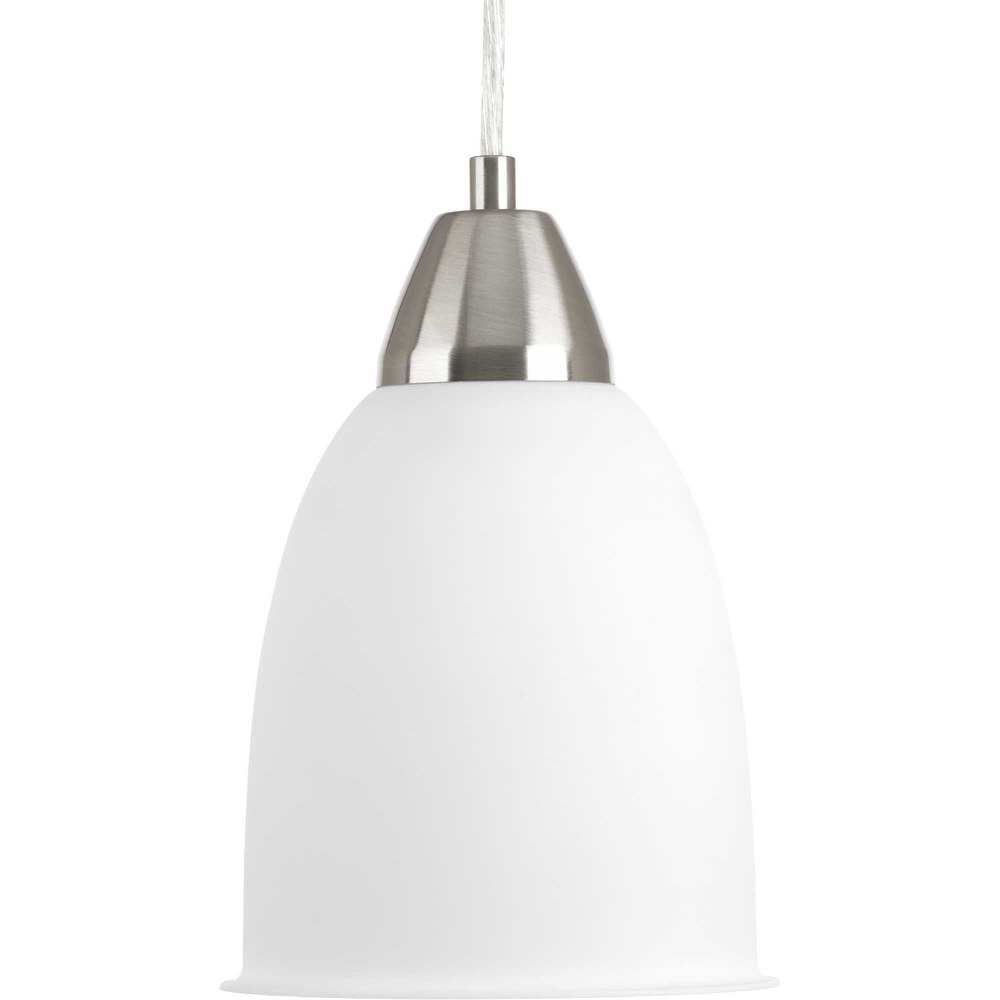 Progress Lighting-P5176-0930K9-Simple LED - Pendants Light - 1 Light in Transitional style - 5.88 Inches wide by 8.63 Inches high Brushed Nickel  Antique Bronze Finish with White Acrylic Glass