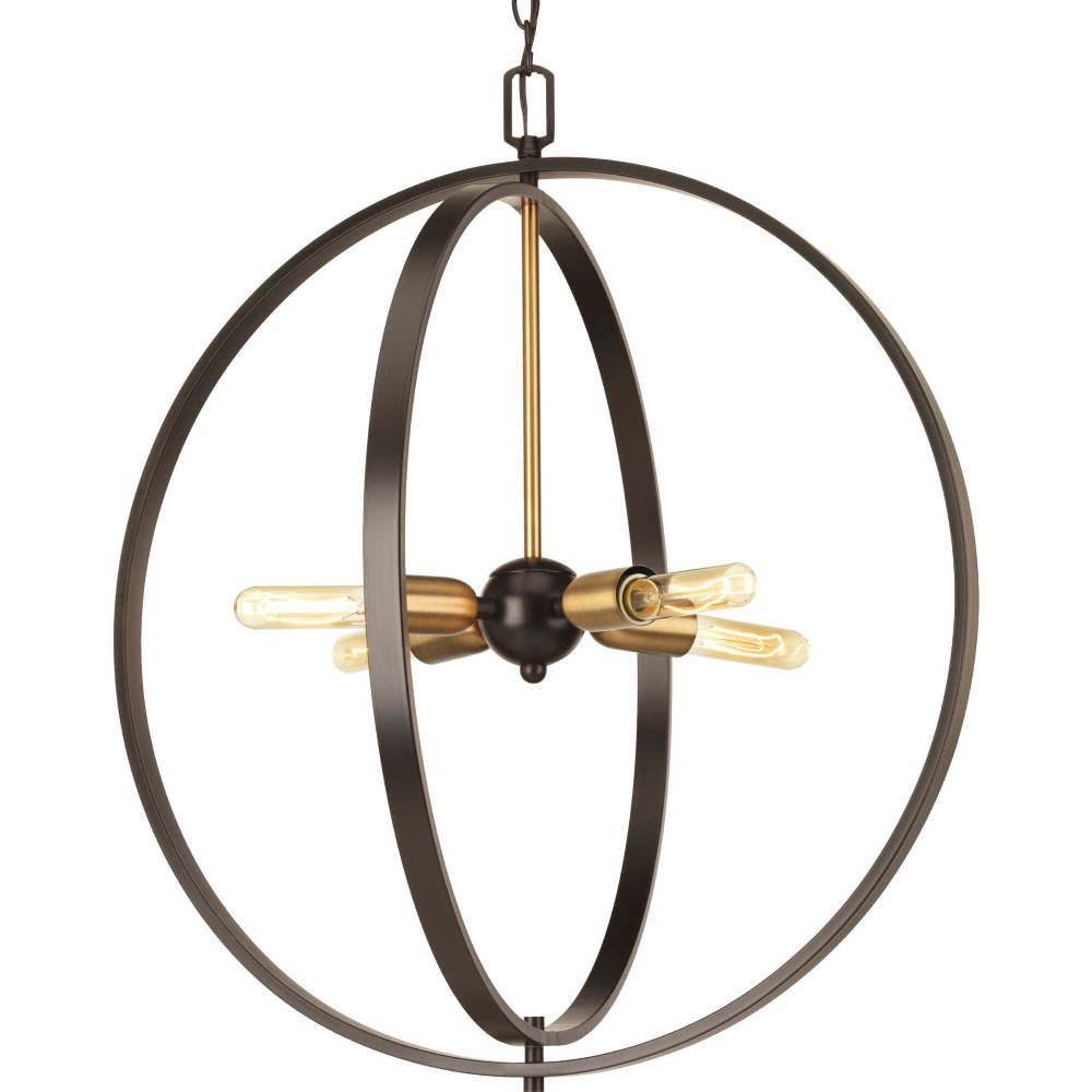 Progress Lighting-P5191-20-Swing - Pendants Light - 4 Light in Bohemian and Farmhouse style - 25 Inches wide by 28.25 Inches high   Antique Bronze Finish