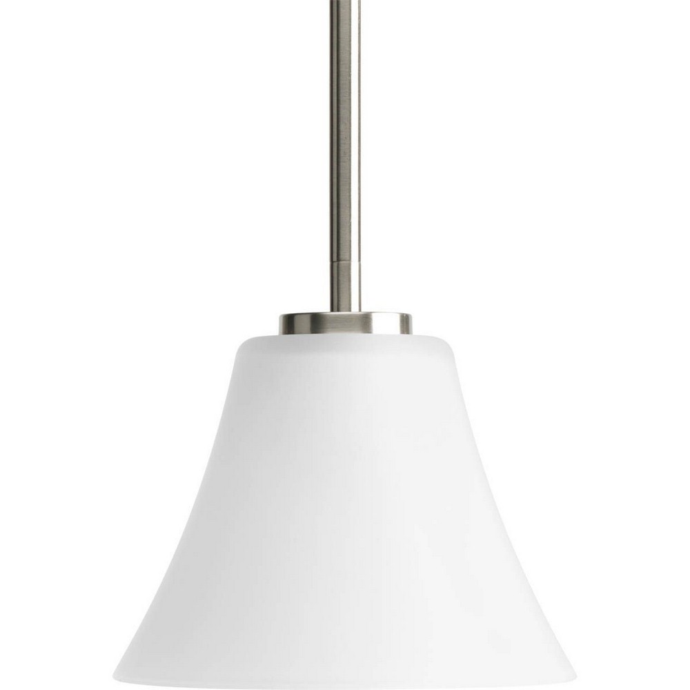 Progress Lighting-P5300-09-Bravo - Pendants Light - 1 Light in Modern style - 7.25 Inches wide by 6.5 Inches high Brushed Nickel  Brushed Nickel Finish with Etched Glass