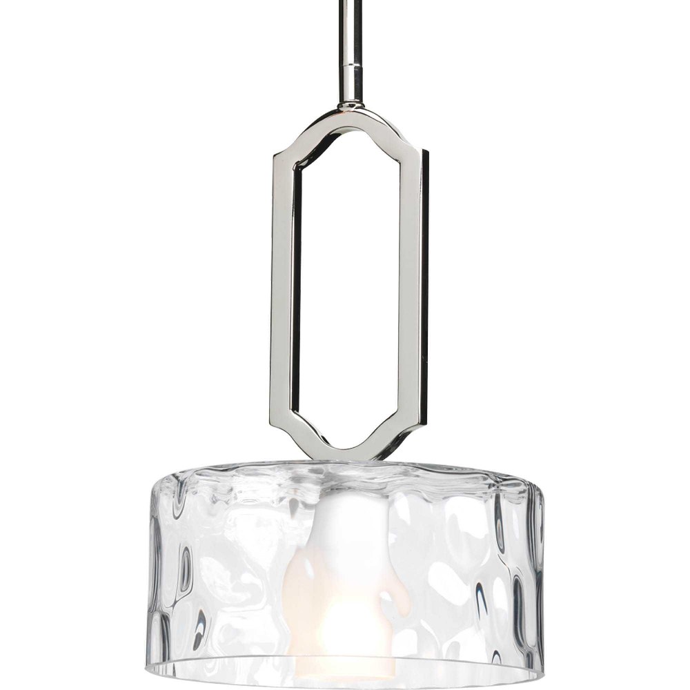 Progress Lighting-P5306-104WB-Caress - 12.5 Inch Height - Pendants Light - 1 Light - Line Voltage   Polished Nickel Finish with Clear Seeded Glass
