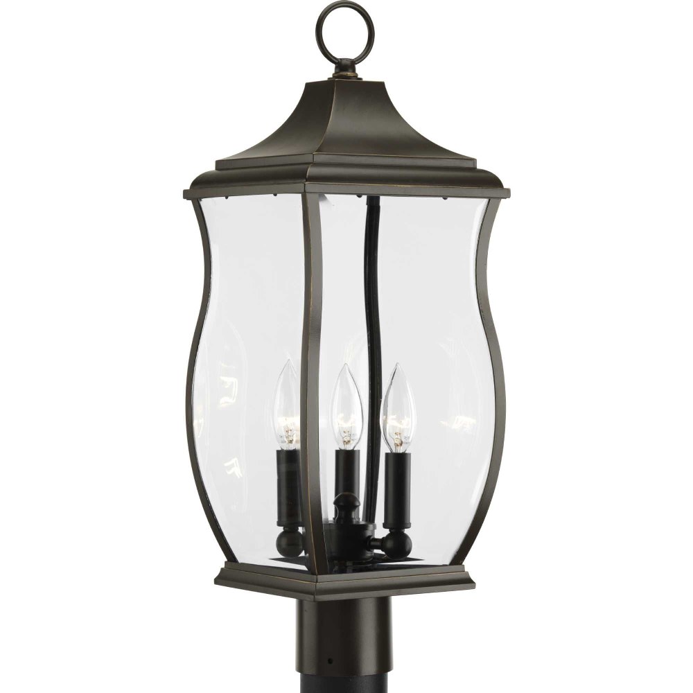 Progress Lighting-P5404-108-Township - Outdoor Light - 3 Light in New Traditional and Transitional style - 8 Inches wide by 22.5 Inches high   Oil Rubbed Bronze Finish with Clear Beveled Glass