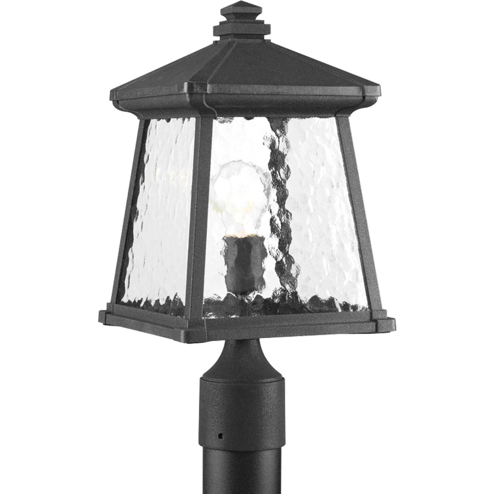 Progress Lighting-P5459-31-Mac - Outdoor Light - 1 Light in Modern Craftsman and Rustic and Transitional style - 8.5 Inches wide by 16.5 Inches high   Black Finish with Water Seeded Glass