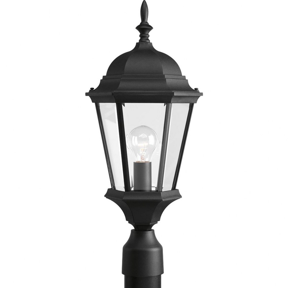 Progress Lighting-P5482-31-Welbourne - Outdoor Light - 1 Light in Traditional style - 9.38 Inches wide by 21.75 Inches high   Textured Black Finish with Clear Beveled Glass