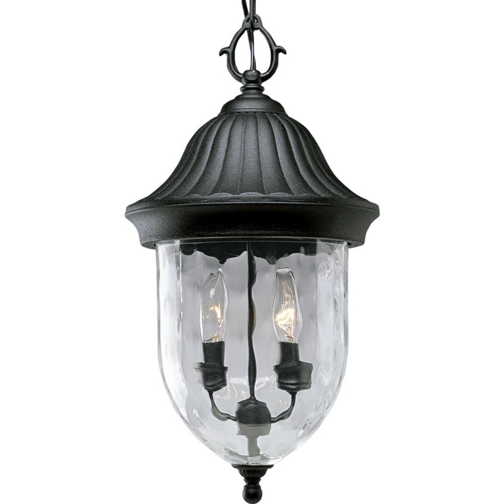 Progress Lighting-P5529-31-Coventry - Outdoor Light - 2 Light in Transitional and Traditional style - 9.88 Inches wide by 19 Inches high   Textured Black Finish with Hammered Glass