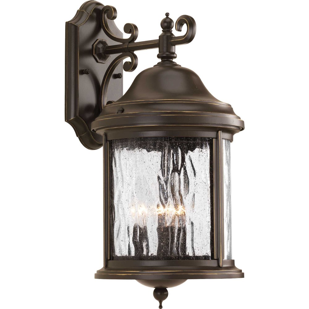 Progress Lighting-P5650-20-Ashmore - Outdoor Light - 3 Light - Curved Panels Shade in New Traditional and Transitional style - 8.38 Inches wide by 16.5 Inches high   Antique Bronze Finish with Water S