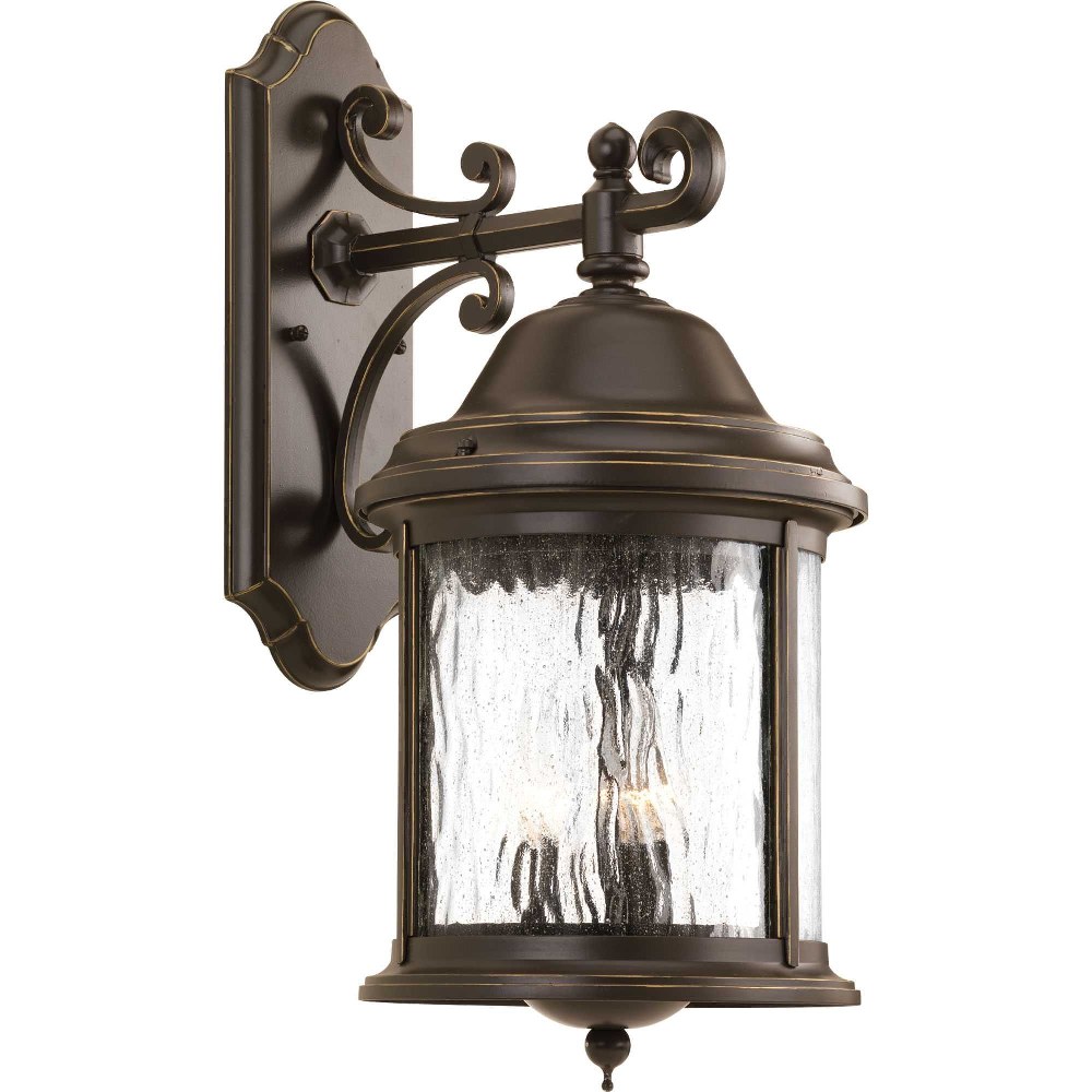 Progress Lighting-P5651-20-Ashmore - Outdoor Light - 3 Light - Curved Panels Shade in New Traditional and Transitional style - 9.63 Inches wide by 20.5 Inches high   Antique Bronze Finish with Water S