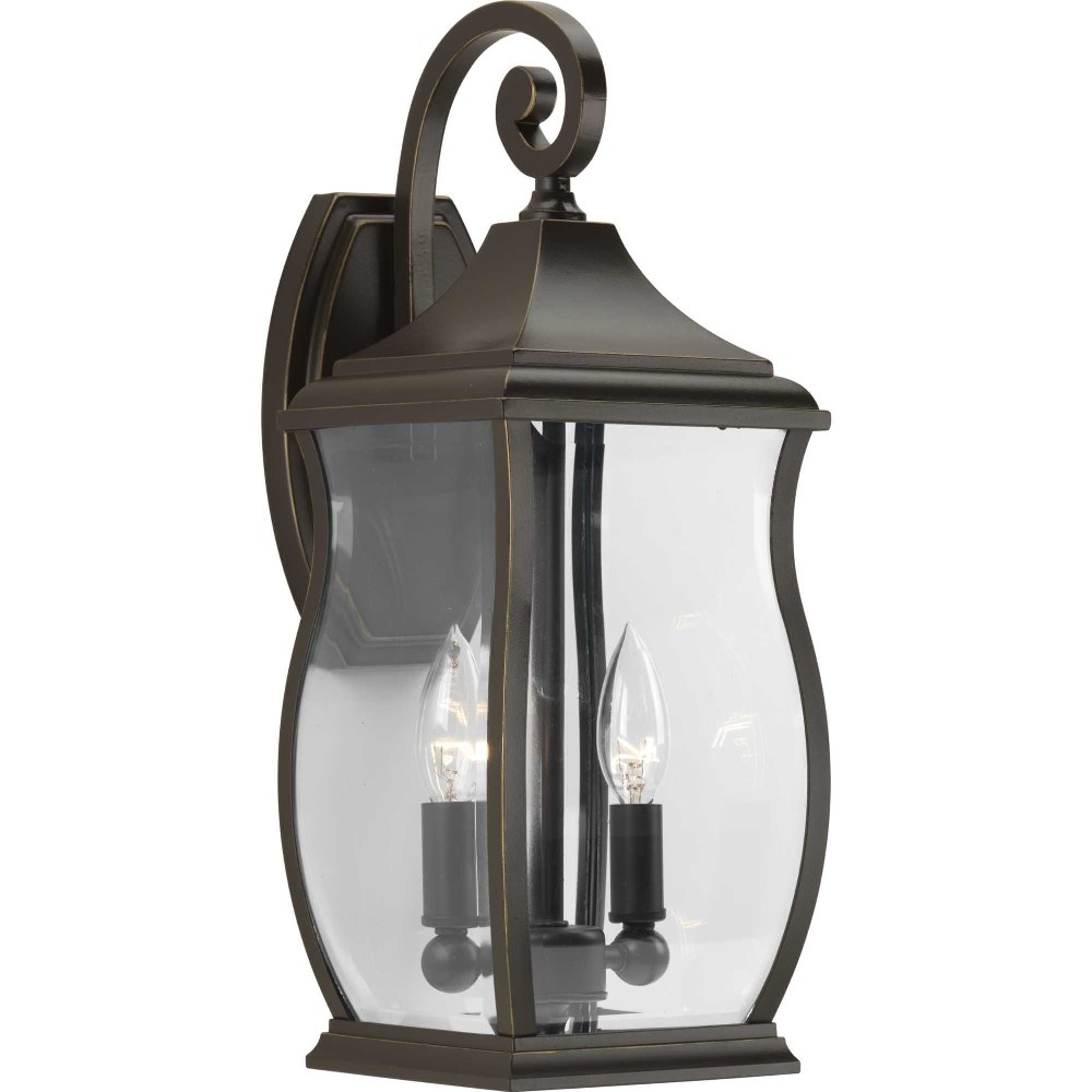 Progress Lighting-P5693-108-Township - 17.5 Inch Height - Outdoor Light - 2 Light - Line Voltage - Wet Rated   Oil Rubbed Bronze Finish with Clear Beveled Glass