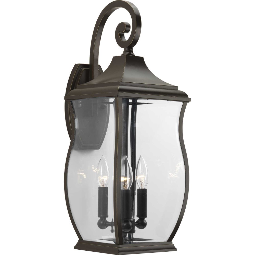 Progress Lighting-P5699-108-Township - Outdoor Light - 3 Light in New Traditional and Transitional style - 8 Inches wide by 22 Inches high   Oil Rubbed Bronze Finish with Clear Beveled Glass