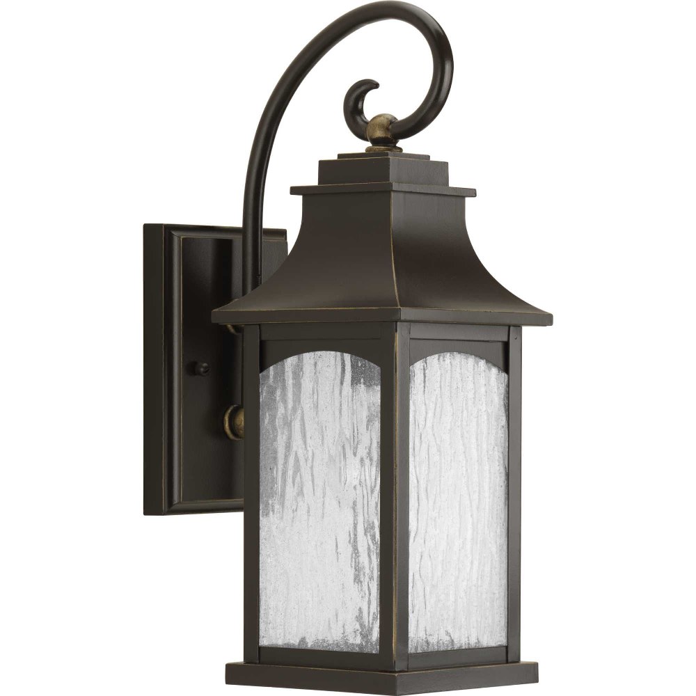 Progress Lighting-P5753-108-Maison - Outdoor Light - 1 Light in Farmhouse style - 5.75 Inches wide by 16.25 Inches high Oil Rubbed Bronze  Black Finish with Water Seeded Glass