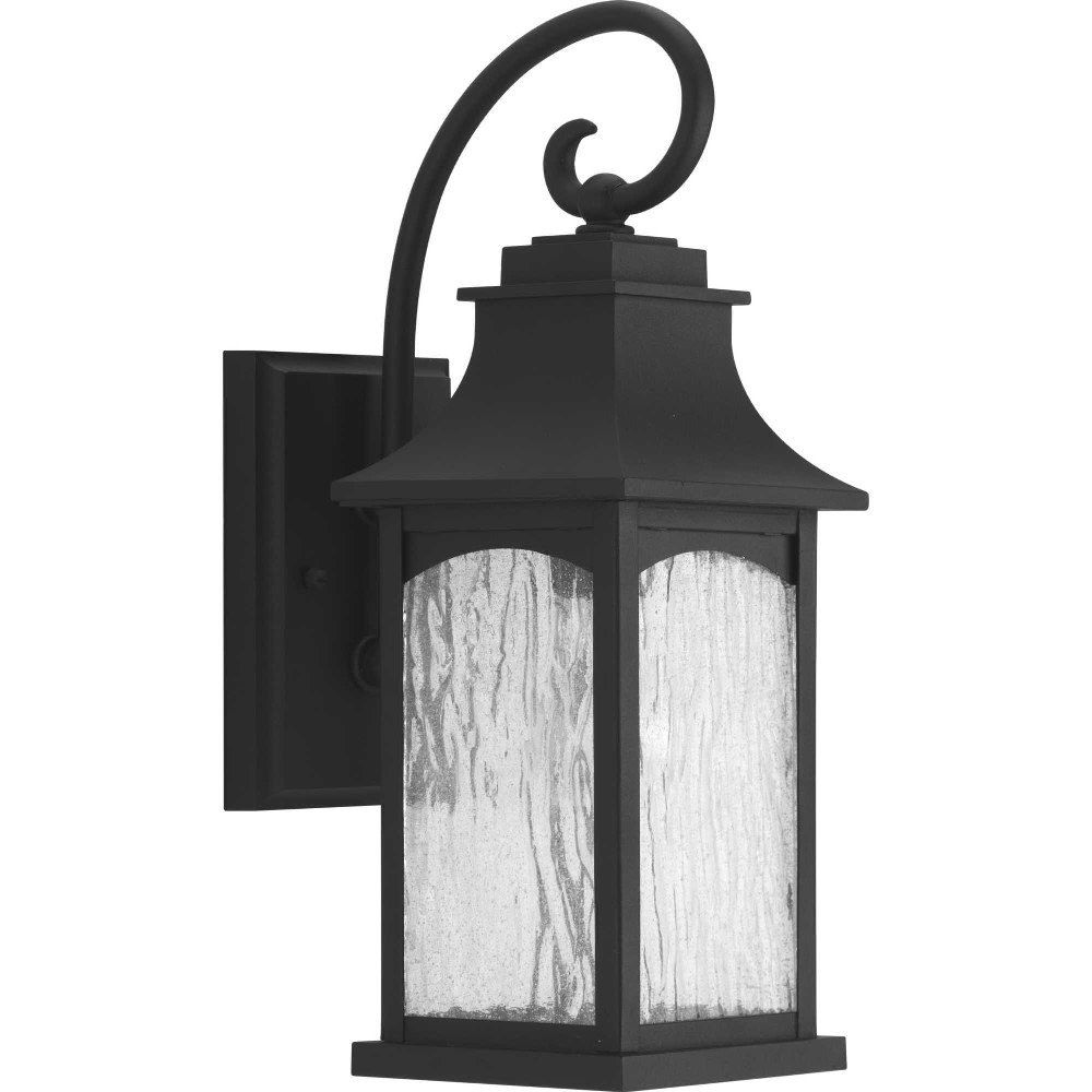 Progress Lighting-P5753-31-Maison - Outdoor Light - 1 Light in Farmhouse style - 5.75 Inches wide by 16.25 Inches high Black  Black Finish with Water Seeded Glass