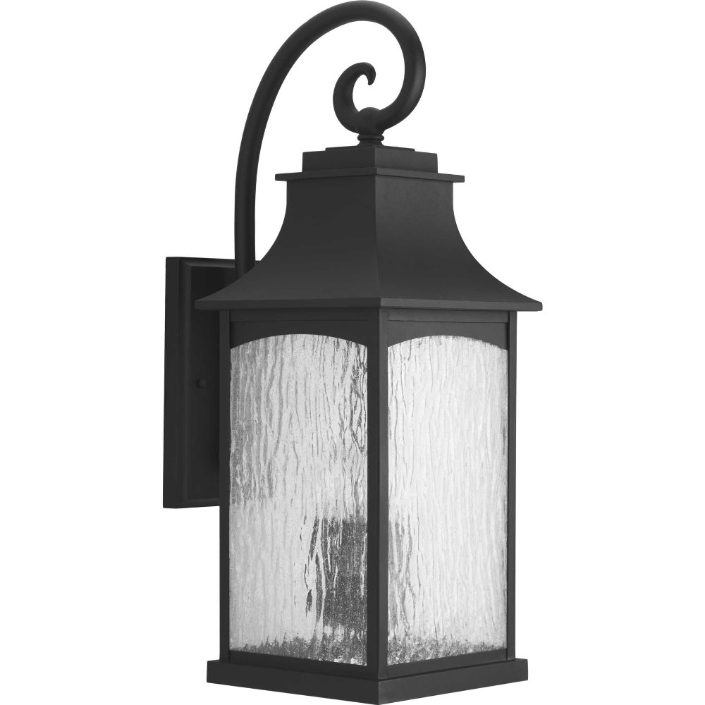 Progress Lighting-P5755-31-Maison - Outdoor Light - 3 Light in Farmhouse style - 8.5 Inches wide by 23.75 Inches high Black  Black Finish with Water Seeded Glass