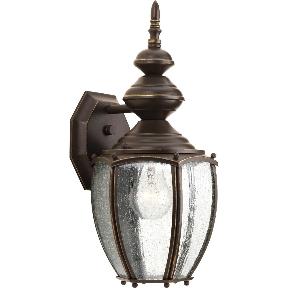 Progress Lighting-P5765-20-Roman Coach - Outdoor Light - 1 Light - Curved Panels Shade in Traditional style - 7 Inches wide by 15.25 Inches high   Antique Bronze Finish with Clear Seeded Glass