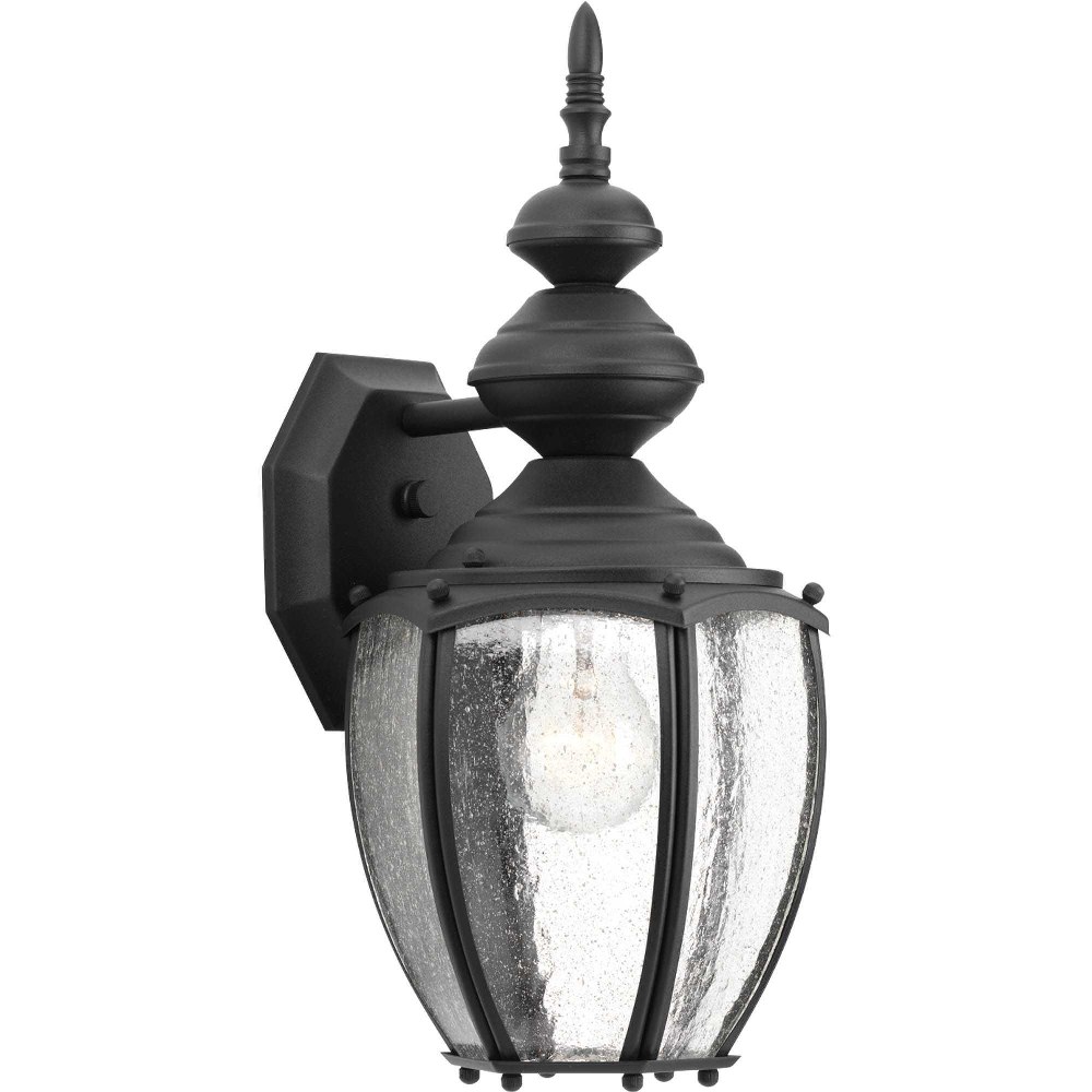 Progress Lighting-P5765-31-Roman Coach - 15.25 Inch Height - Outdoor Light - 1 Light - Curved Panels Shade - Line Voltage - Wet Rated   Black Finish with Clear Seeded Glass