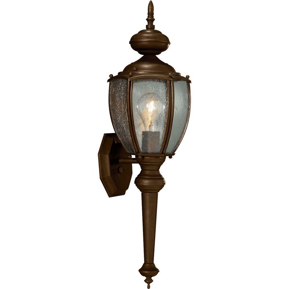 Progress Lighting-P5767-20-Roman Coach - Outdoor Light - 1 Light - Curved Panels Shade in Traditional style - 7 Inches wide by 19.25 Inches high   Antique Bronze Finish with Clear Seeded Glass