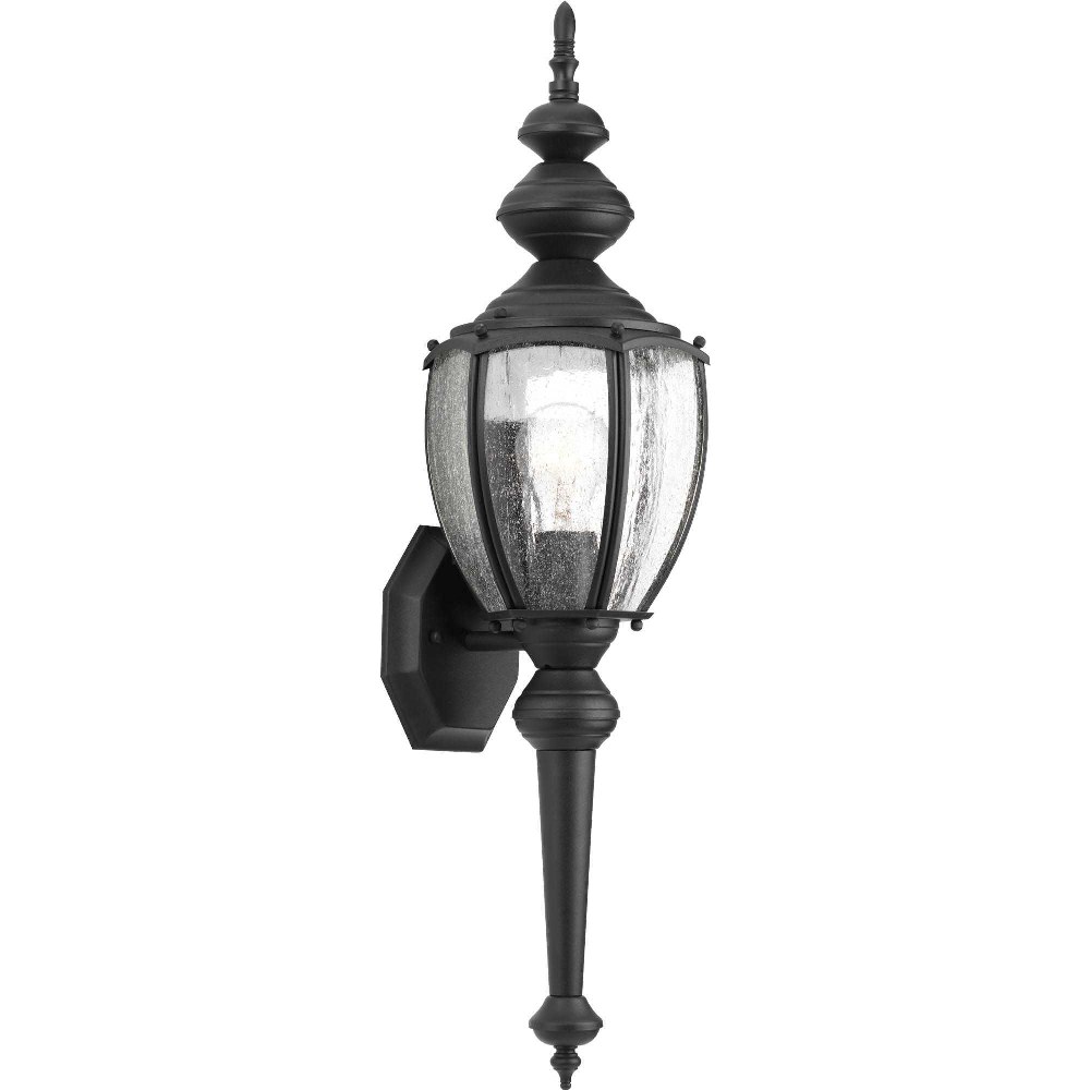 Progress Lighting-P5767-31-Roman Coach - Outdoor Light - 1 Light - Curved Panels Shade in Traditional style - 7 Inches wide by 19.25 Inches high Textured Black  Black Finish with Clear Seeded Glass