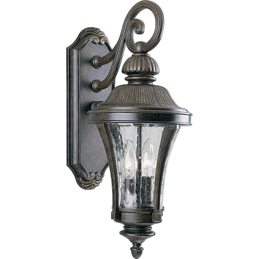Progress Lighting-P5836-77-Nottington - Outdoor Light - 2 Light in New Traditional style - 8 Inches wide by 19.63 Inches high   Forged Bronze Finish with Water Seeded Glass