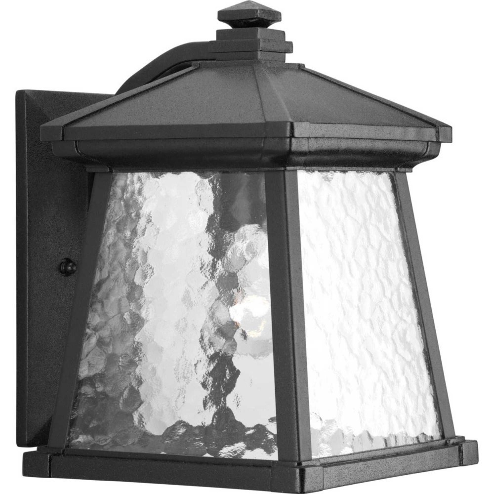 Progress Lighting-P5907-31-Mac - Outdoor Light - 1 Light in Modern Craftsman and Rustic and Transitional style - 8.5 Inches wide by 12 Inches high   Black Finish with Water Patterned Glass