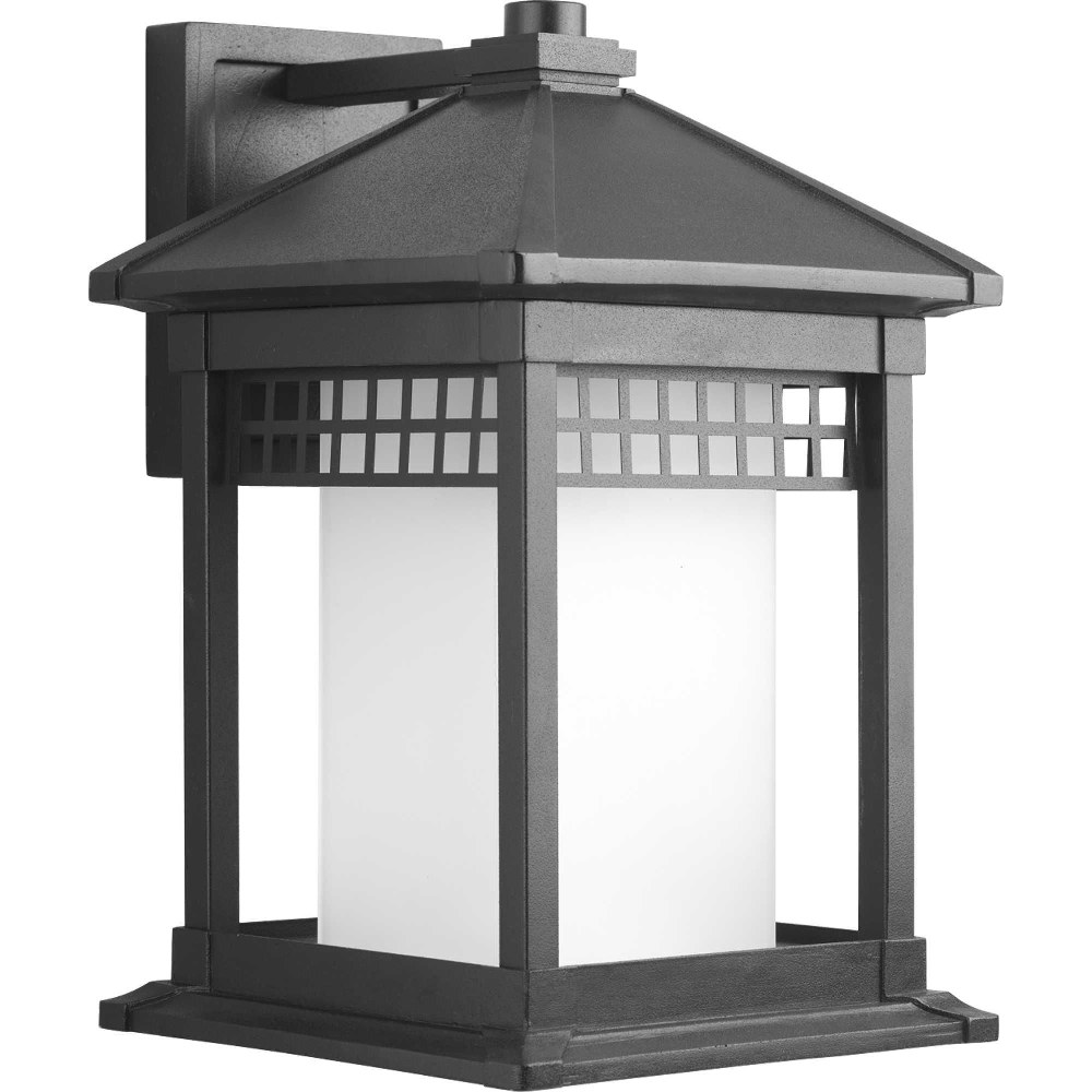 Progress Lighting-P6002-31-Merit - Outdoor Light - 1 Light - Cylinder Shade in Modern Craftsman and Modern style - 10 Inches wide by 15.75 Inches high   Black Finish with Etched Glass