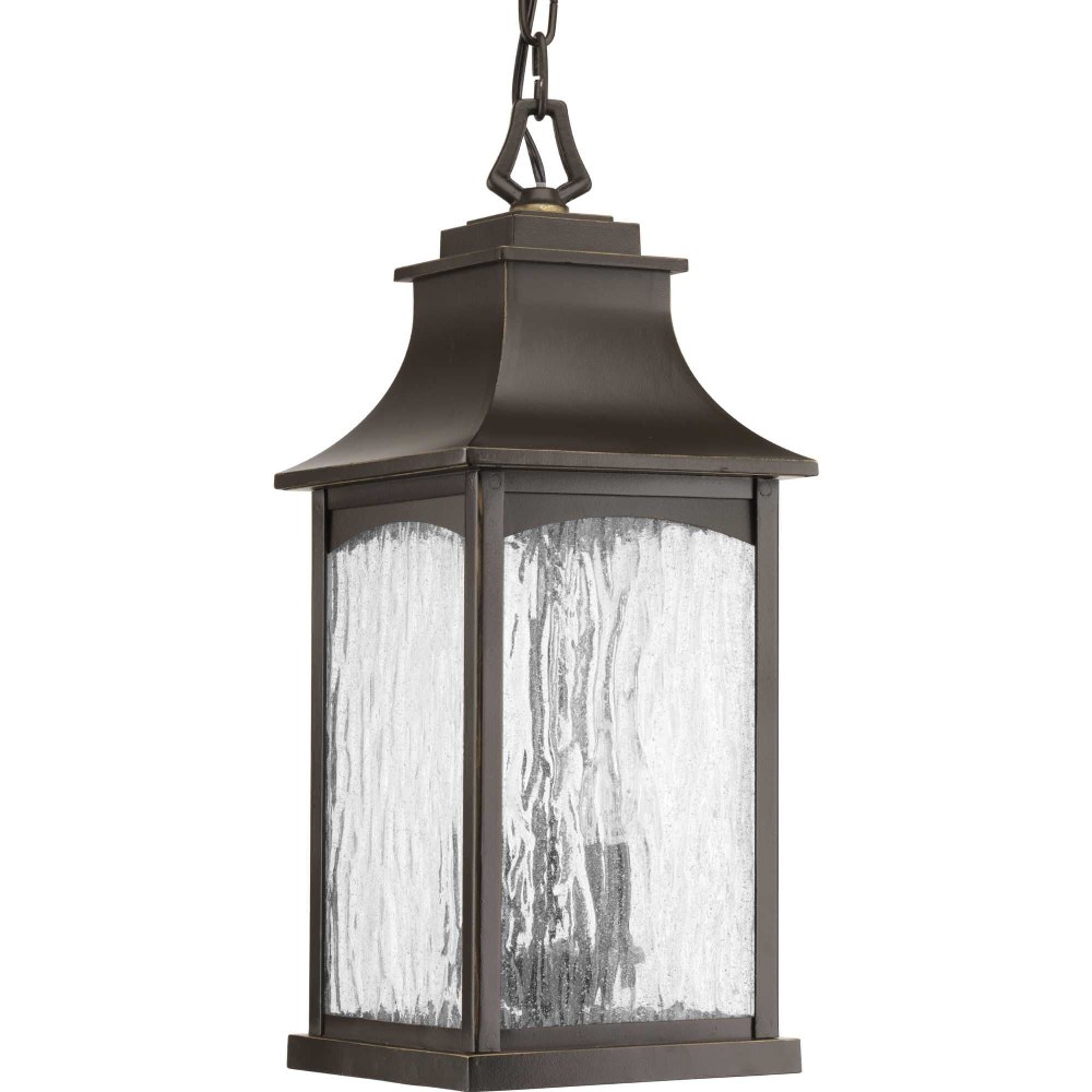 Progress Lighting-P6532-108-Maison - Outdoor Light - 2 Light in Farmhouse style - 7.25 Inches wide by 17.88 Inches high Oil Rubbed Bronze  Black Finish with Water Seeded Glass