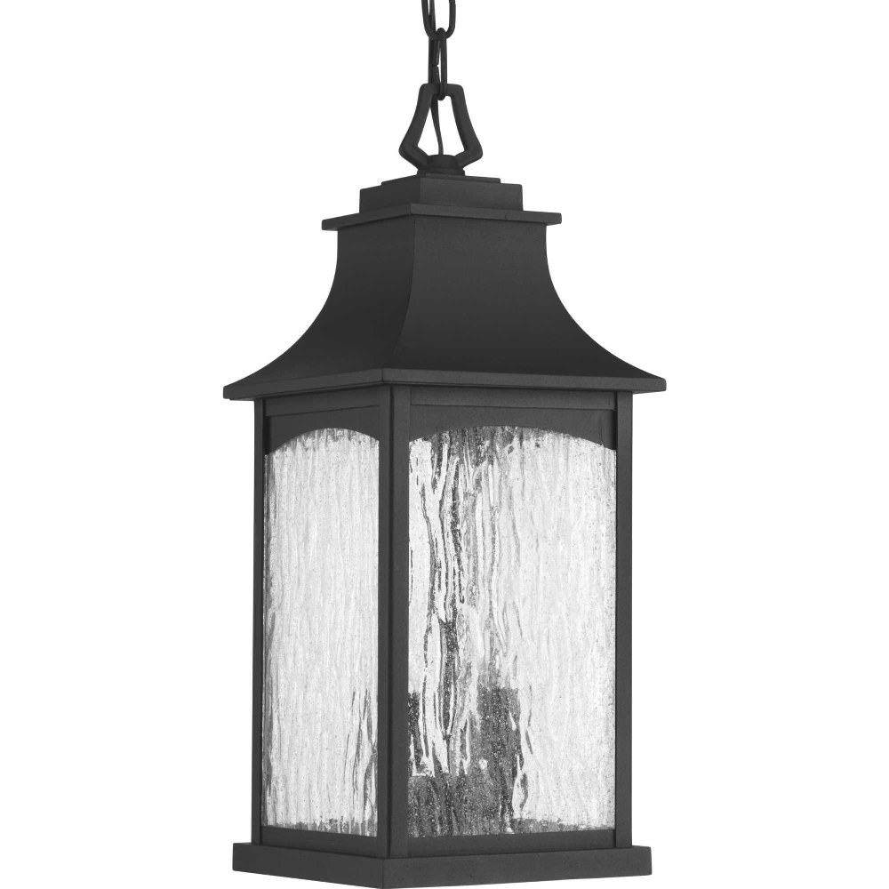 Progress Lighting-P6532-31-Maison - Outdoor Light - 2 Light in Farmhouse style - 7.25 Inches wide by 17.88 Inches high Black  Black Finish with Water Seeded Glass