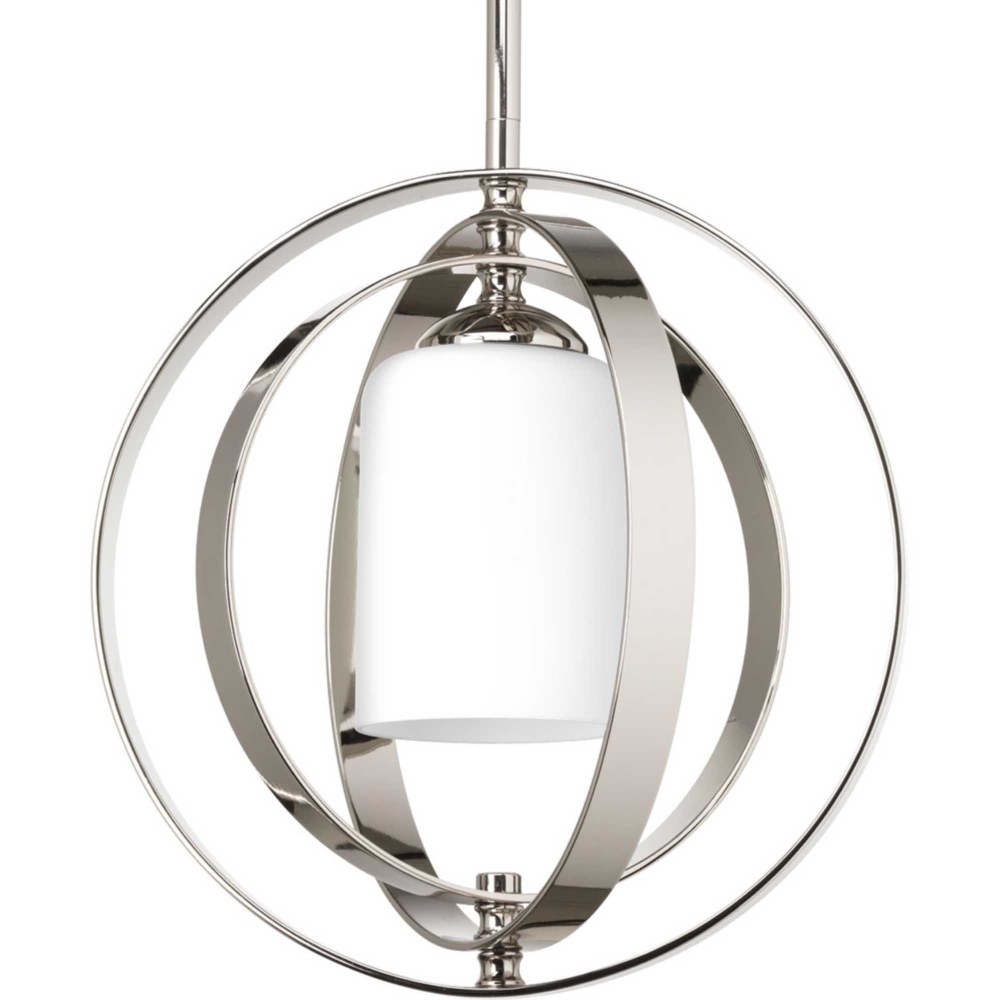Progress Lighting-P7077-104-Equinox - 1 Light in Luxe and New Traditional and Transitional style - 11.38 Inches wide by 12 Inches high   Polished Nickel Finish with Etched Opal Glass