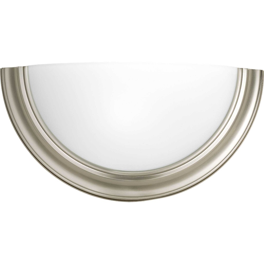 Progress Lighting-P7170-09-Eclipse - Wall Sconces Light - 1 Light - Quarter Sphere Shade in Modern style - 15.25 Inches wide by 7.56 Inches high   Brushed Nickel Finish with Satin White Glass