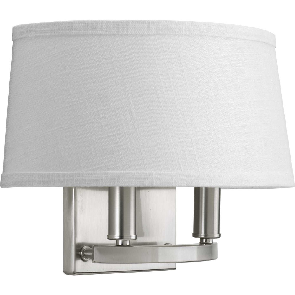 Progress Lighting-P7172-09-Cherish - Wall Sconces Light - 2 Light in Coastal style - 12 Inches wide by 9 Inches high Brushed Nickel  Antique Bronze Finish with Summer Linen Shade