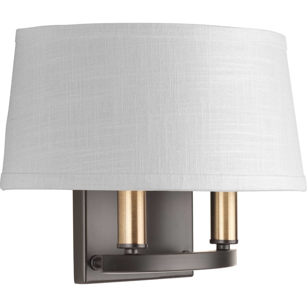 Progress Lighting-P7172-20-Cherish - Wall Sconces Light - 2 Light in Coastal style - 12 Inches wide by 9 Inches high Antique Bronze  Antique Bronze Finish with Summer Linen Shade