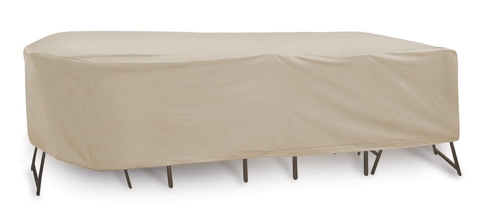 Protective Covers-1351-TN-135x60 Inch Oval/Rectangular Table and Chair Cover without Umbrella Hole   Tan Finish