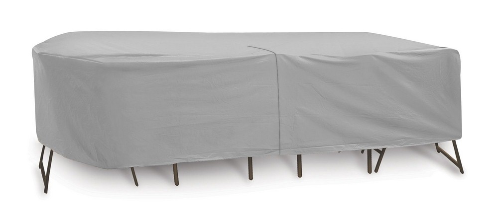 Protective Covers-1351-135x60 Inch Oval/Rectangular Table and Chair Cover without Umbrella Hole   Gray Finish