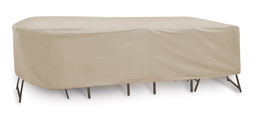 Protective Covers-1357-TN-108x60 Inch Oval/Rectangular Table and Chair Cover without Umbrella Hole tan  Tan Finish