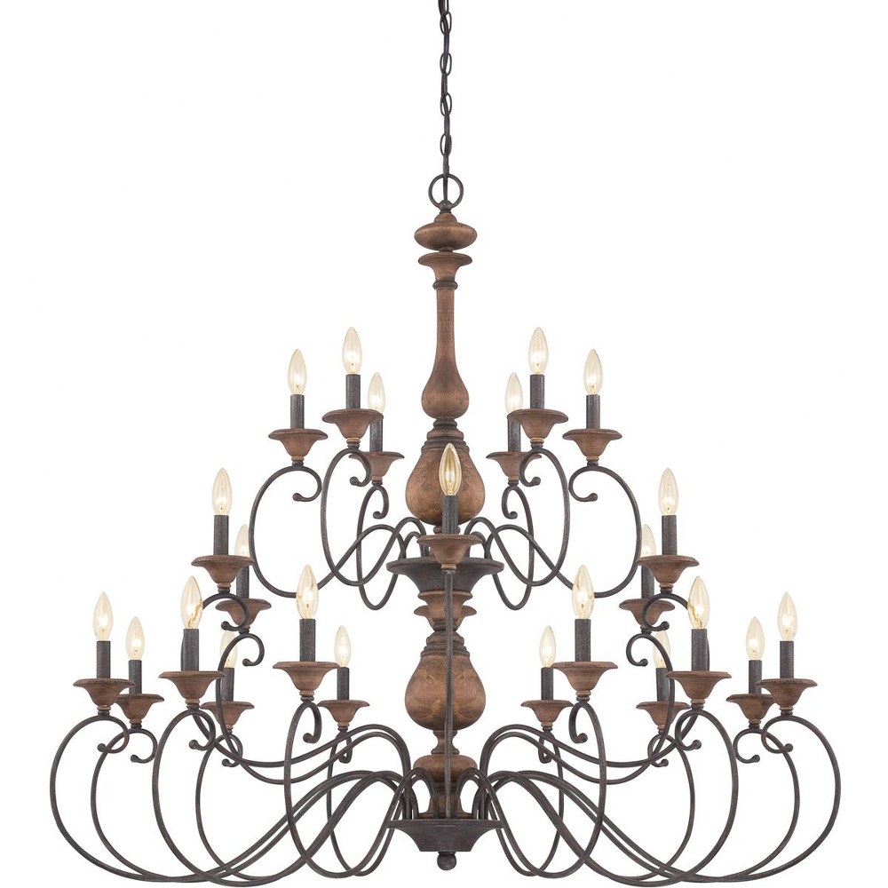 Quoizel Lighting-ABN5024RK-Auburn 2 Tier Chandelier 4 Light Wood   Rustic Black Finish