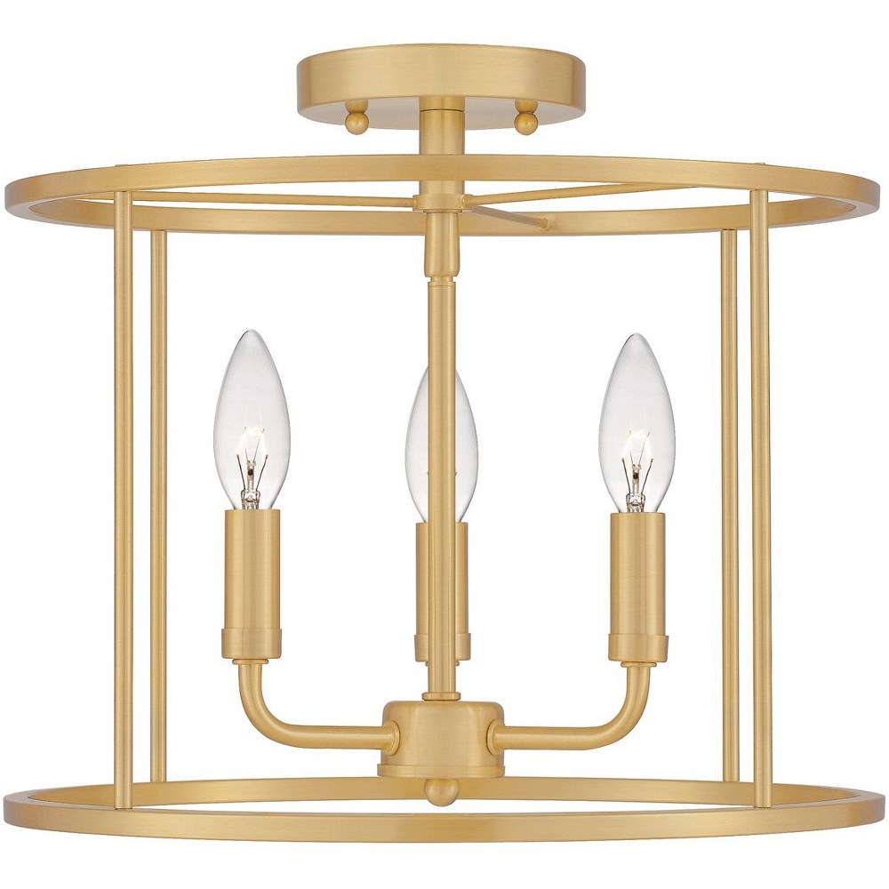 Quoizel Lighting-ABR1714AB-Abner - 3 Light Semi-Flush Mount in Transitional style - 14 Inches wide by 11.75 Inches high Aged Brass  Aged Brass Finish