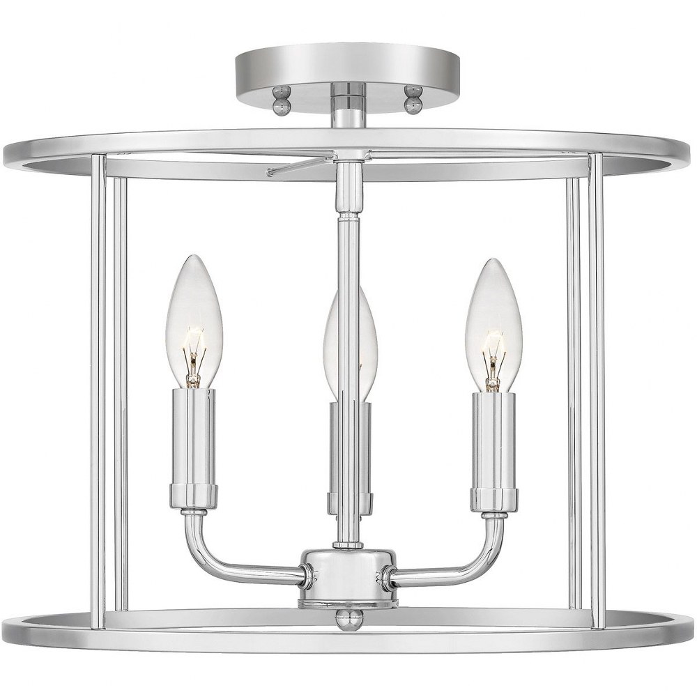 Quoizel Lighting-ABR1714C-Abner - 3 Light Semi-Flush Mount in Transitional style - 14 Inches wide by 11.75 Inches high Polished Chrome  Aged Brass Finish