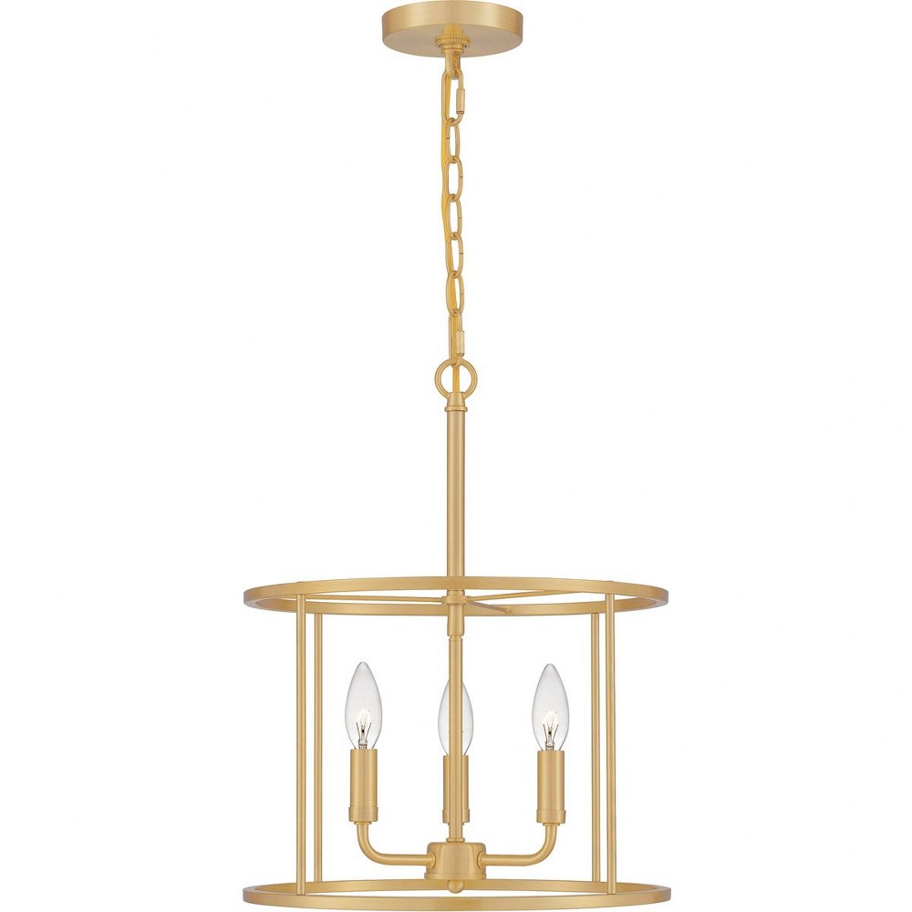 Quoizel Lighting-ABR2814AB-Abner - 3 Light Pendant in Transitional style - 14 Inches wide by 18 Inches high Aged Brass  Aged Brass Finish